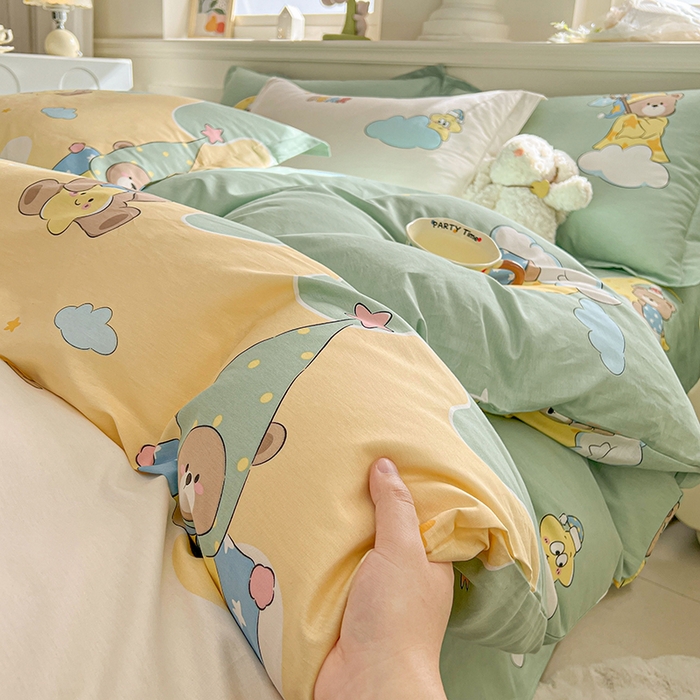 91家纺网 家纺一手货源 找家纺 名优家纺 2026新款12868全棉小清新印花四件套单品系列-单被套 冰激凌派对