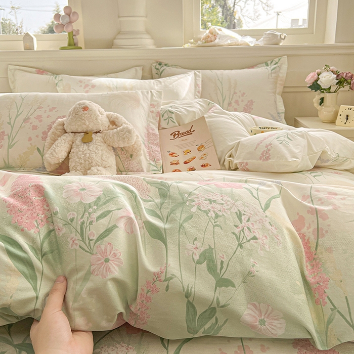 91家纺网 家纺一手货源 找家纺 名优家纺 2026新款12868全棉小清新印花四件套单品系列-单被套 谣谣玉穗