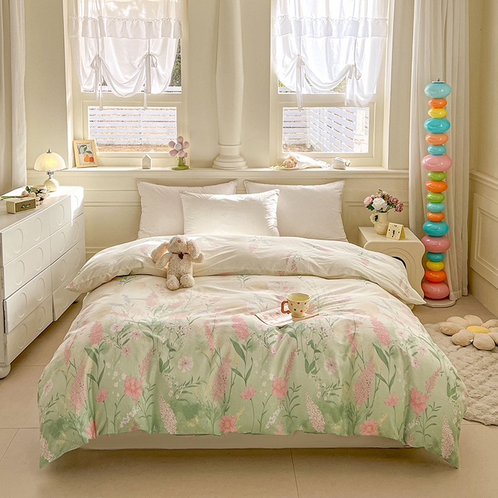 名优家纺 2026新款12868全棉小清新印花四件套单品系列-单被套 谣谣玉穗