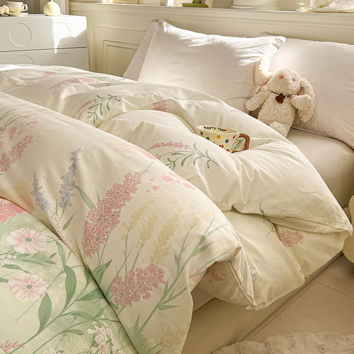 91家纺网 家纺一手货源 找家纺 名优家纺 2026新款12868全棉小清新印花四件套单品系列-单被套 谣谣玉穗