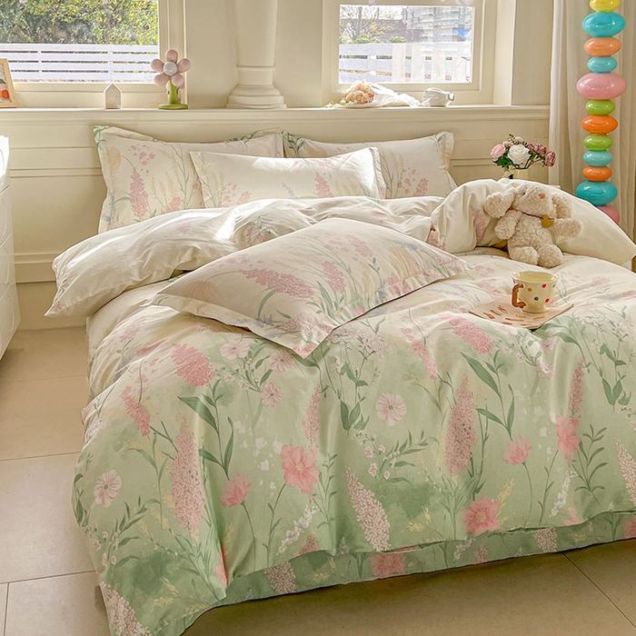 91家纺网 家纺一手货源 找家纺 名优家纺 2026新款12868全棉小清新印花四件套单品系列-单被套 谣谣玉穗