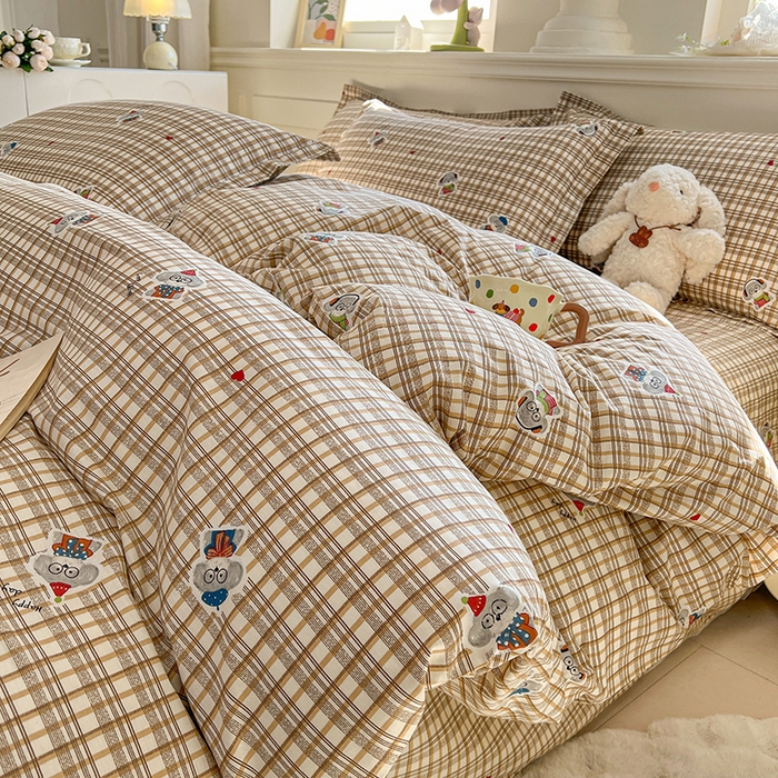 名优家纺 2026新款12868全棉小清新印花四件套单品系列-四件套 帽子比熊