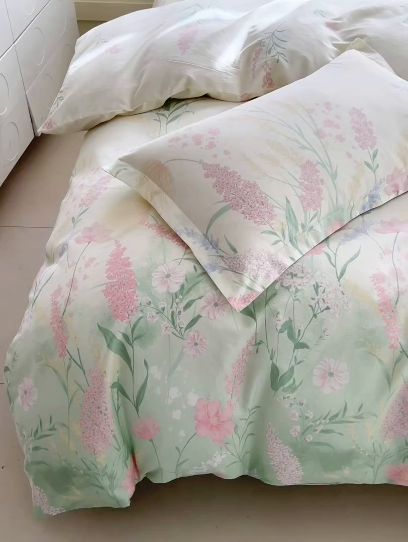 91家纺网 家纺一手货源 找家纺 名优家纺 2026新款12868全棉小清新印花四件套单品系列-四件套 谣谣玉穗