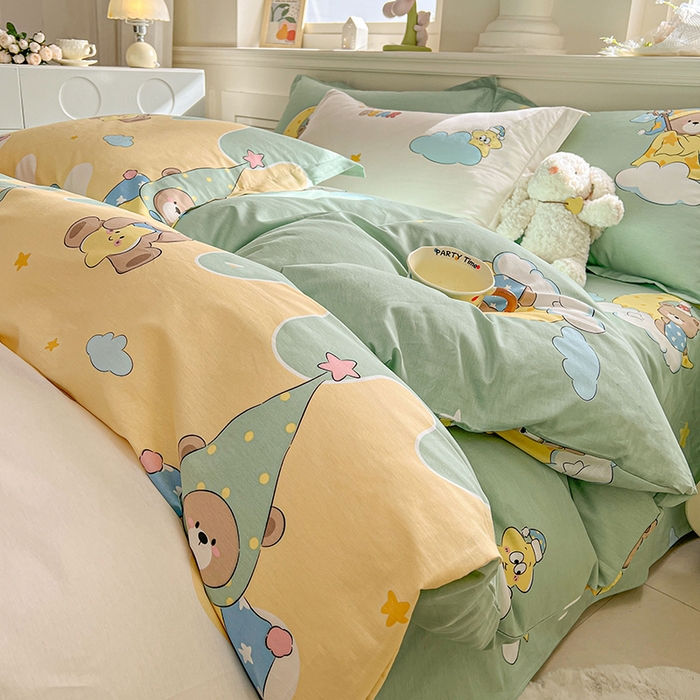 名优家纺 2026新款12868全棉小清新印花四件套单品系列-四件套 冰激凌派对