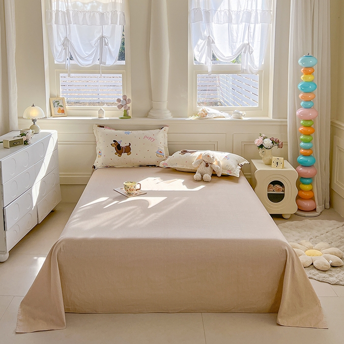 91家纺网 家纺一手货源 找家纺 名优家纺 2026新款12868全棉小清新印花四件套单品系列-四件套 困困腊肠狗