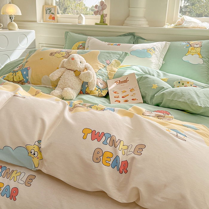 91家纺网 家纺一手货源 找家纺 名优家纺 2026新款12868全棉小清新印花四件套单品系列-四件套 冰激凌派对