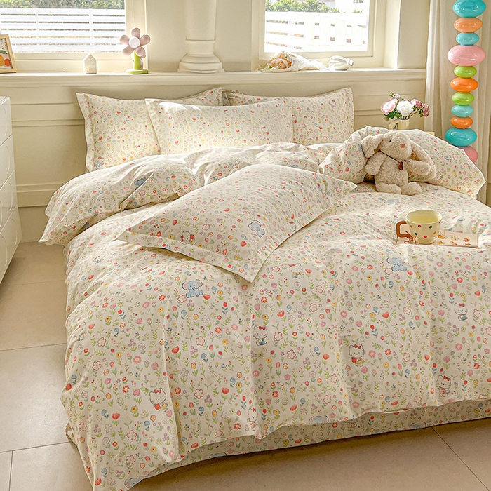 91家纺网 家纺一手货源 找家纺 名优家纺 2026新款12868全棉小清新印花四件套单品系列-四件套 动物花园