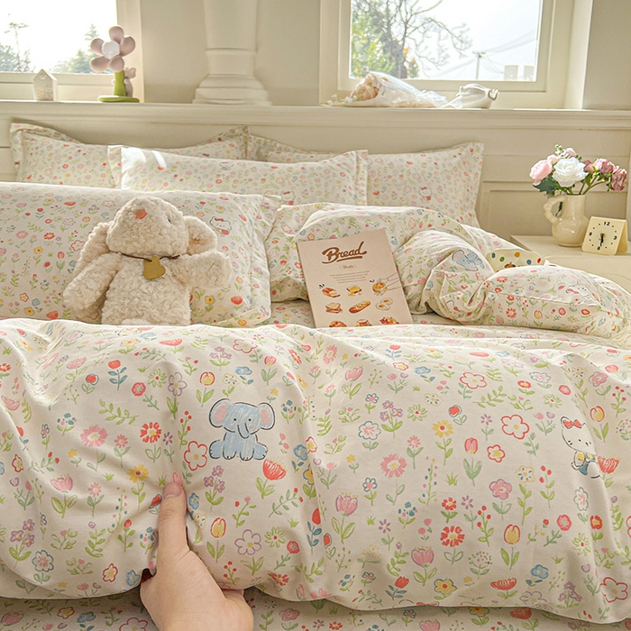 91家纺网 家纺一手货源 找家纺 名优家纺 2026新款12868全棉小清新印花四件套单品系列-四件套 动物花园
