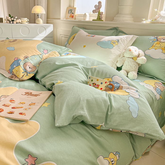 91家纺网 家纺一手货源 找家纺 名优家纺 2026新款12868全棉小清新印花四件套单品系列-四件套 冰激凌派对