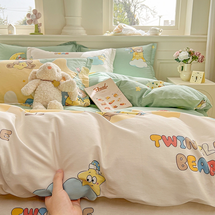 91家纺网 家纺一手货源 找家纺 名优家纺 2026新款12868全棉小清新印花四件套单品系列-四件套 冰激凌派对