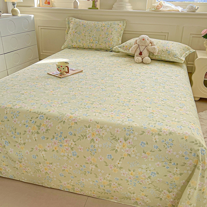 91家纺网 家纺一手货源 找家纺 名优家纺 2026新款12868全棉小清新印花四件套单品系列-四件套 徐徐花开