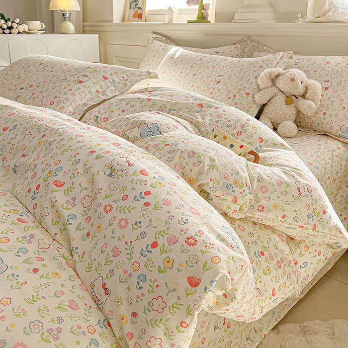 名优家纺 2026新款12868全棉小清新印花四件套单品系列-四件套 动物花园