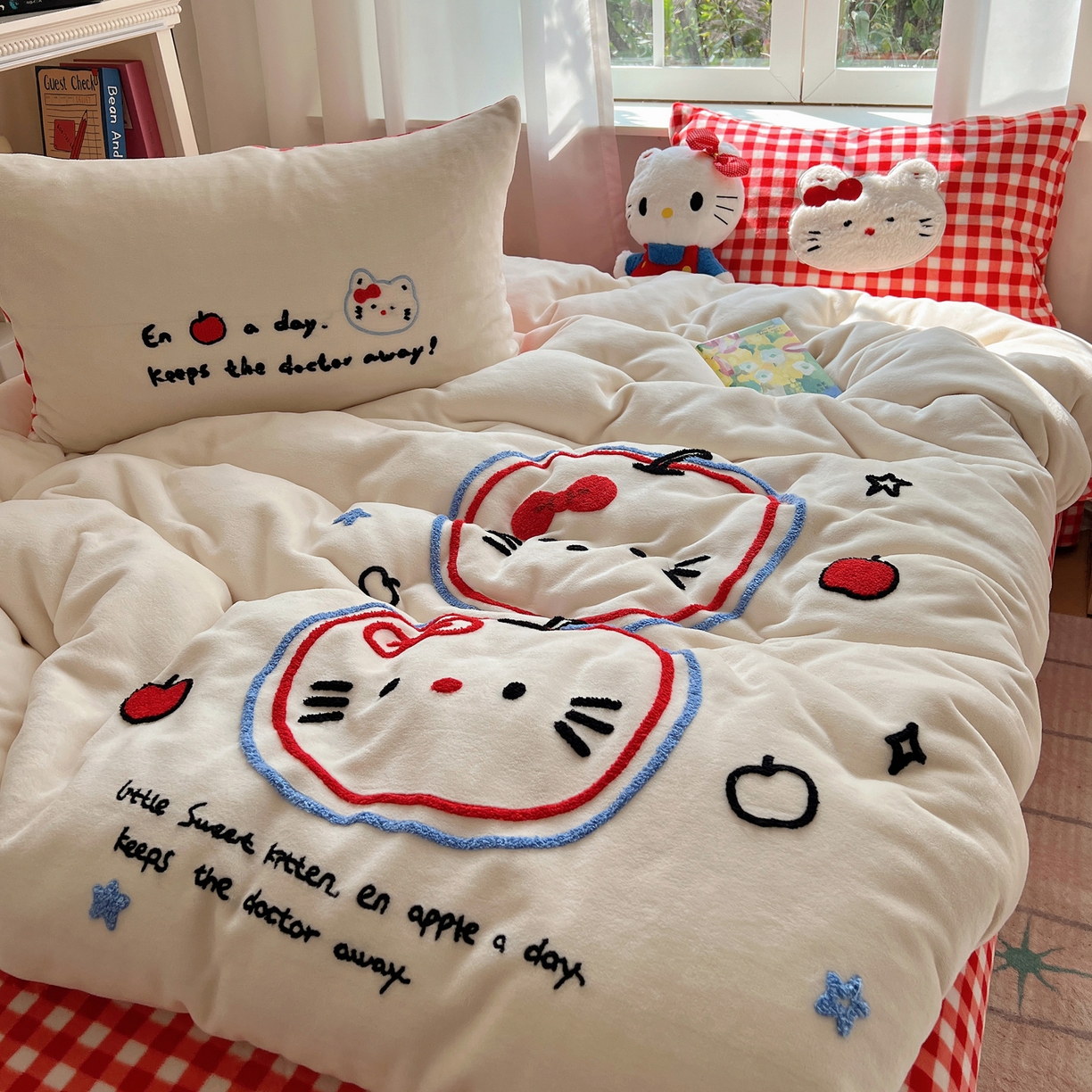 91家纺网 家纺一手货源 找家纺 （总）桃喜 2025新款猫咪毛巾绣四件套