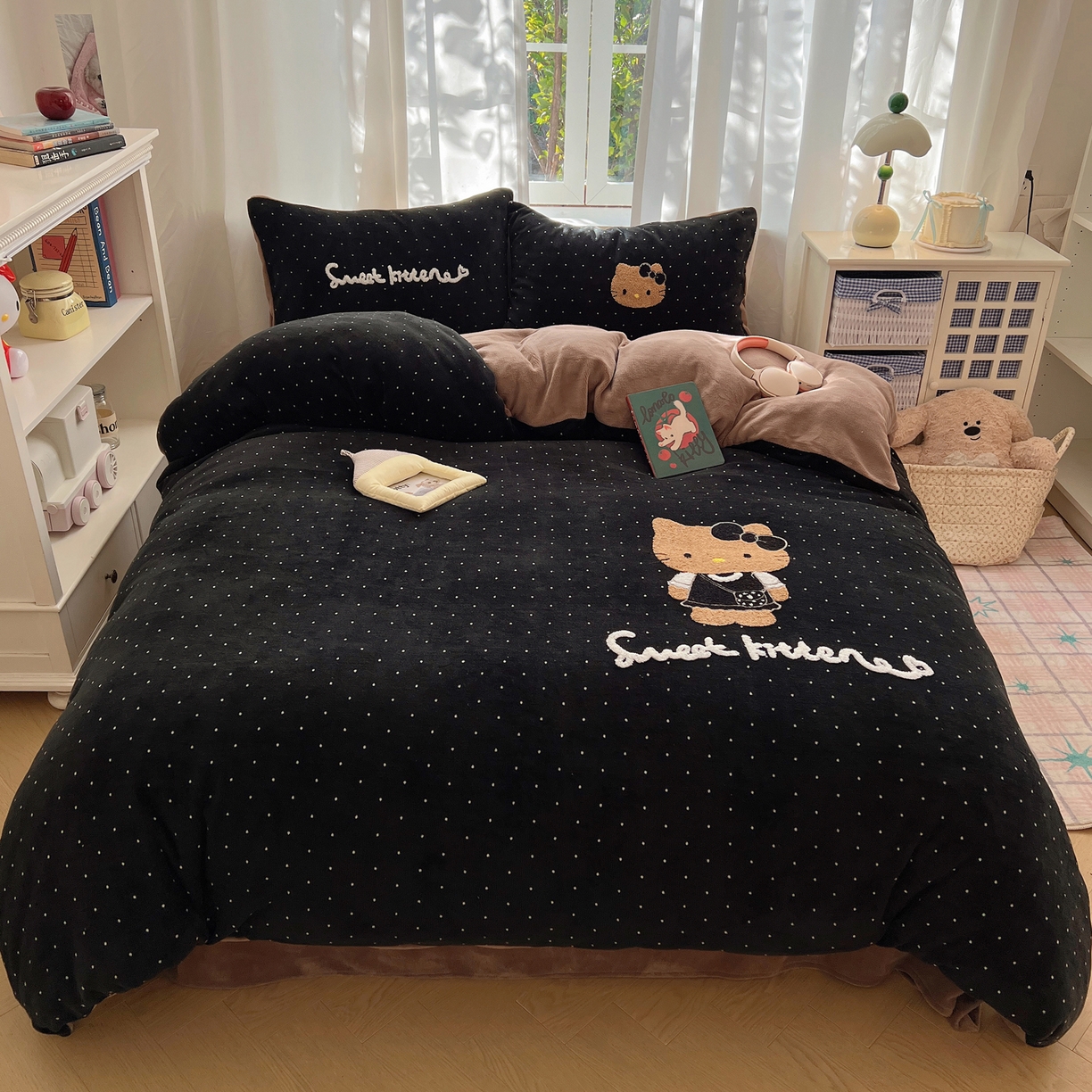 91家纺网 家纺一手货源 找家纺 桃喜 2025新款猫咪毛巾绣四件套 小香风猫猫