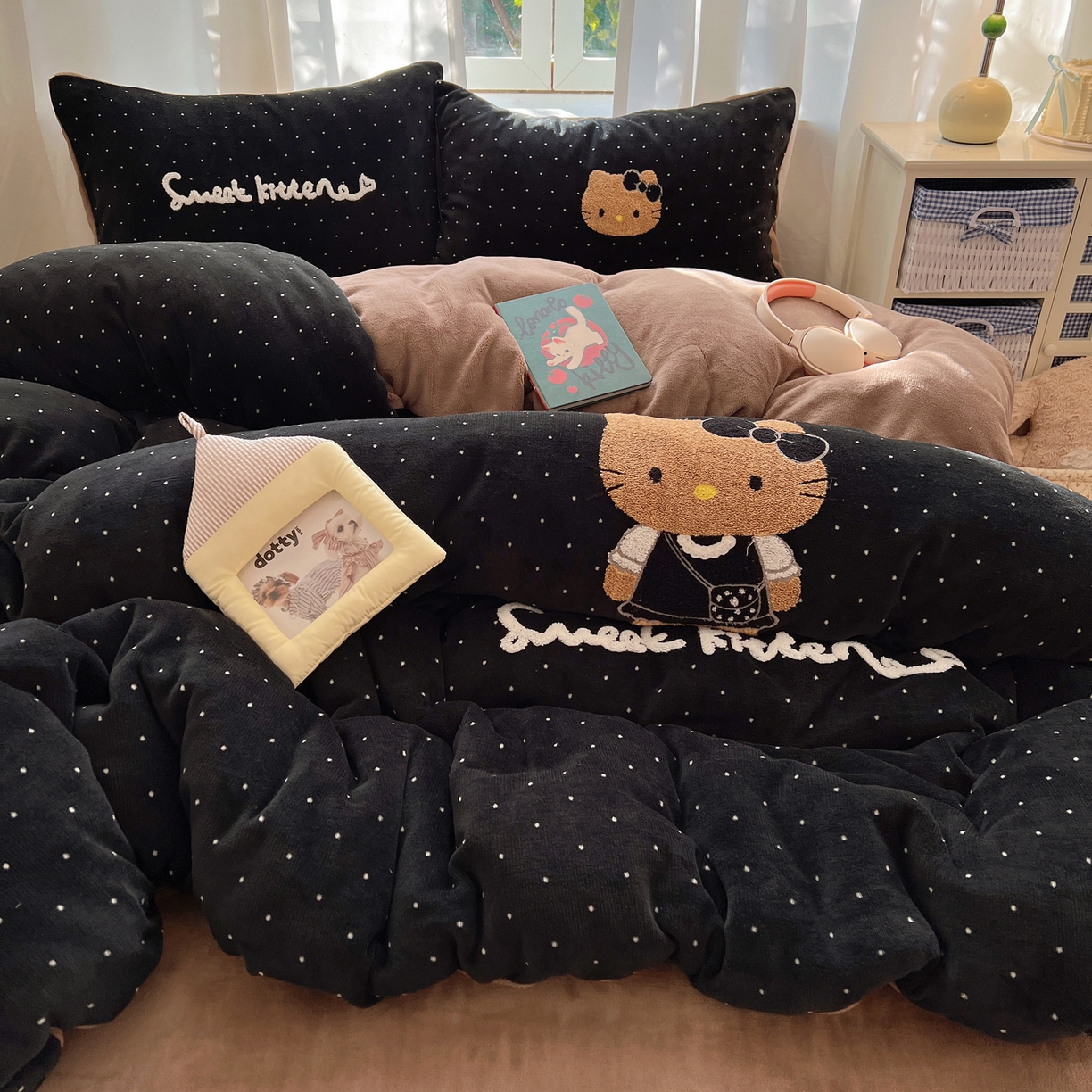 91家纺网 家纺一手货源 找家纺 桃喜 2025新款猫咪毛巾绣四件套 小香风猫猫