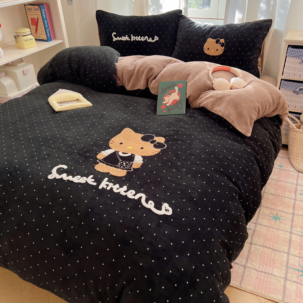 91家纺网 家纺一手货源 找家纺 桃喜 2025新款猫咪毛巾绣四件套 小香风猫猫