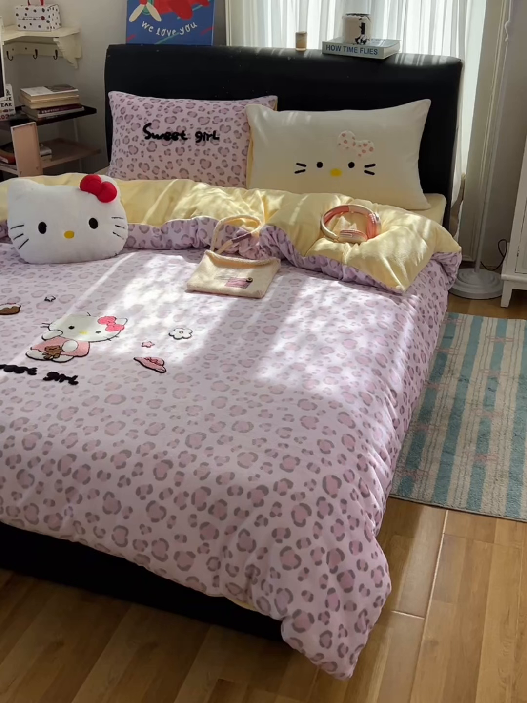 91家纺网 家纺一手货源 找家纺 桃喜 2025新款猫咪毛巾绣四件套 小猫豹纹粉