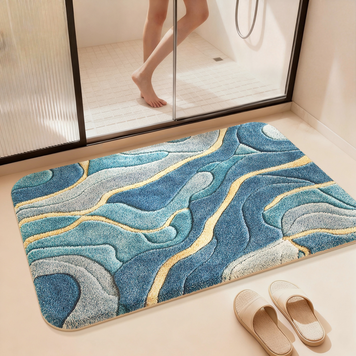 91家纺网 家纺一手货源 找家纺 卡初家居（原微来） 2025新款吸水仿羊绒地垫垫子 XS-154