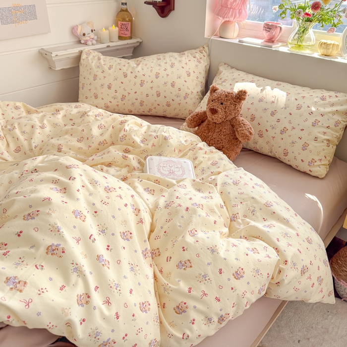 91家纺网 家纺一手货源 找家纺 佳鸿家纺 2026新款【提供买家秀】110克高克重云朵棉四件套学生宿舍三件套床单款床笠款 黄油童话