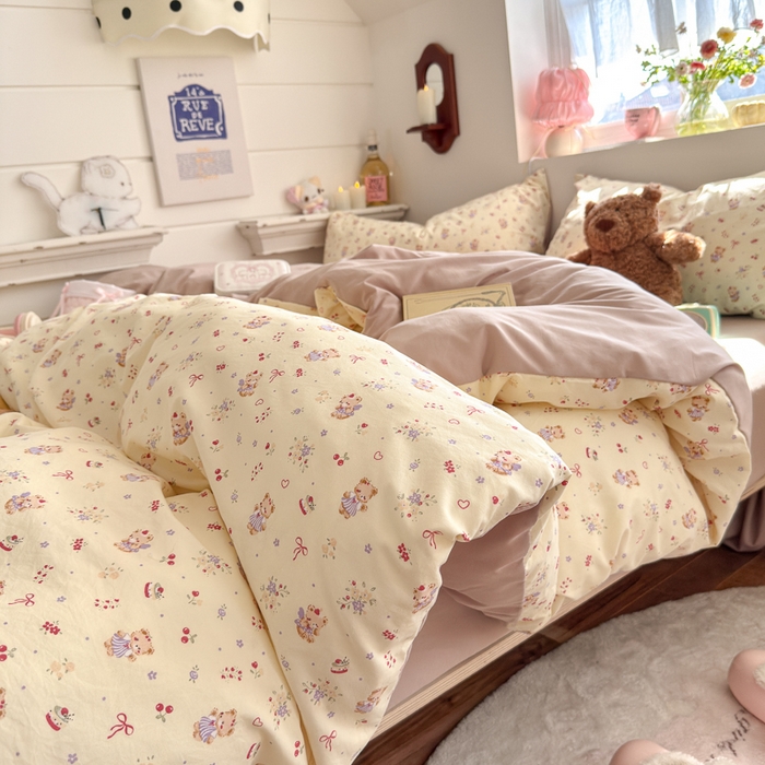 91家纺网 家纺一手货源 找家纺 佳鸿家纺 2026新款【提供买家秀】110克高克重云朵棉四件套学生宿舍三件套床单款床笠款 黄油童话