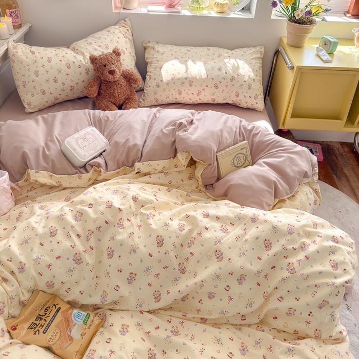 91家纺网 家纺一手货源 找家纺 佳鸿家纺 2026新款【提供买家秀】110克高克重云朵棉四件套学生宿舍三件套床单款床笠款 黄油童话