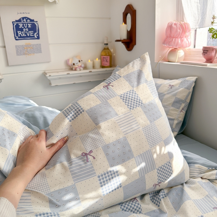 91家纺网 家纺一手货源 找家纺 佳鸿家纺 2026新款【提供买家秀】110克高克重云朵棉四件套学生宿舍三件套床单款床笠款 海盐奶格