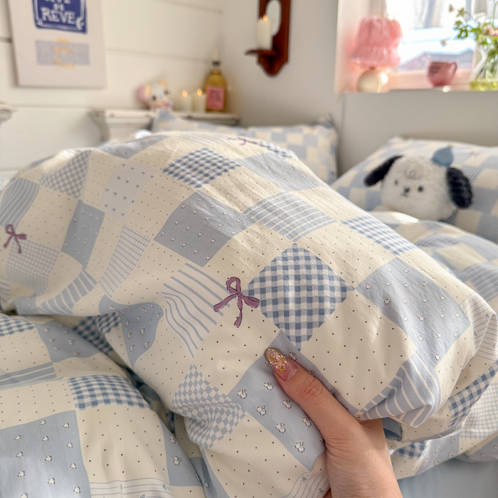 91家纺网 家纺一手货源 找家纺 佳鸿家纺 2026新款【提供买家秀】110克高克重云朵棉四件套学生宿舍三件套床单款床笠款 海盐奶格