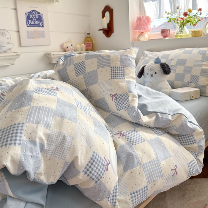 91家纺网 家纺一手货源 找家纺 佳鸿家纺 2026新款【提供买家秀】110克高克重云朵棉四件套学生宿舍三件套床单款床笠款 海盐奶格