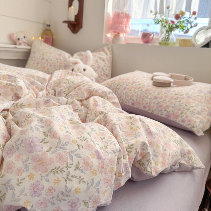 91家纺网 家纺一手货源 找家纺 佳鸿家纺 2026新款【提供买家秀】110克高克重云朵棉四件套学生宿舍三件套床单款床笠款 眠花小屿