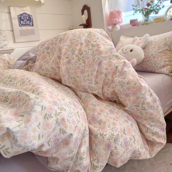 91家纺网 家纺一手货源 找家纺 佳鸿家纺 2026新款【提供买家秀】110克高克重云朵棉四件套学生宿舍三件套床单款床笠款 眠花小屿