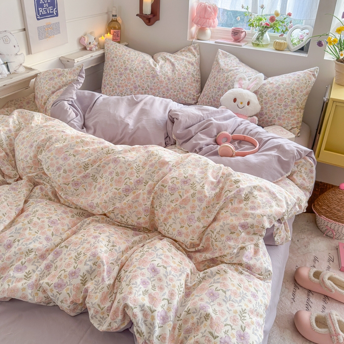 91家纺网 家纺一手货源 找家纺 佳鸿家纺 2026新款【提供买家秀】110克高克重云朵棉四件套学生宿舍三件套床单款床笠款 眠花小屿