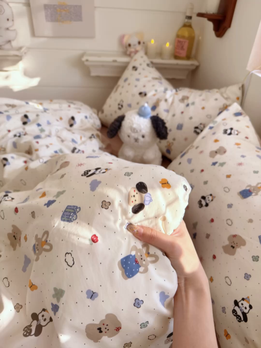 91家纺网 家纺一手货源 找家纺 佳鸿家纺 2026新款【提供买家秀】110克高克重云朵棉四件套学生宿舍三件套床单款床笠款 奶糖动物园