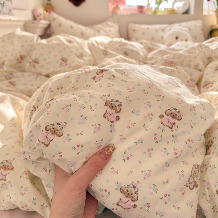 91家纺网 家纺一手货源 找家纺 佳鸿家纺 2026新款【提供买家秀】110克高克重云朵棉四件套学生宿舍三件套床单款床笠款 奶杏宠语