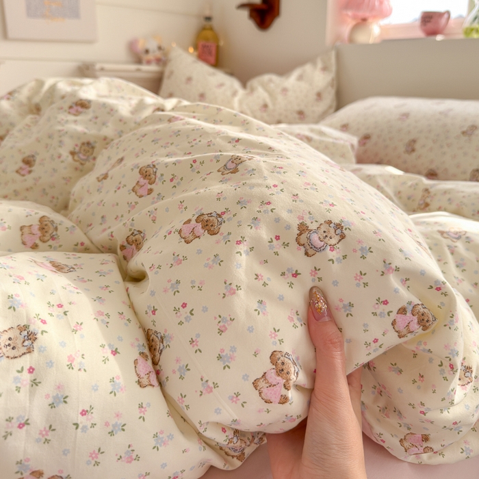 91家纺网 家纺一手货源 找家纺 佳鸿家纺 2026新款【提供买家秀】110克高克重云朵棉四件套学生宿舍三件套床单款床笠款 奶杏宠语