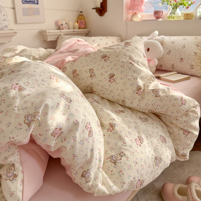 91家纺网 家纺一手货源 找家纺 佳鸿家纺 2026新款【提供买家秀】110克高克重云朵棉四件套学生宿舍三件套床单款床笠款 奶杏宠语