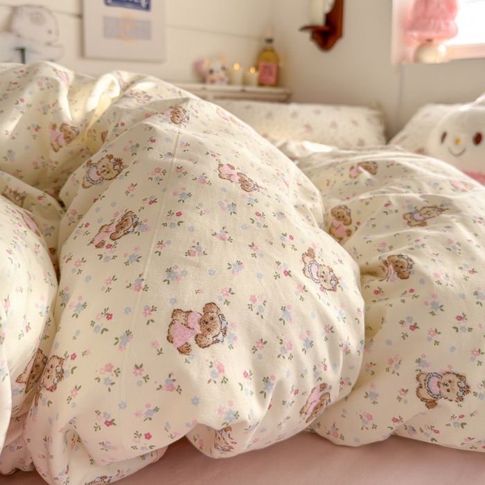 91家纺网 家纺一手货源 找家纺 佳鸿家纺 2026新款【提供买家秀】110克高克重云朵棉四件套学生宿舍三件套床单款床笠款 奶杏宠语