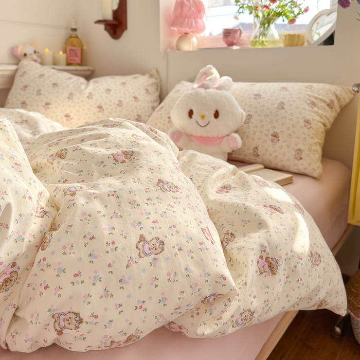 91家纺网 家纺一手货源 找家纺 佳鸿家纺 2026新款【提供买家秀】110克高克重云朵棉四件套学生宿舍三件套床单款床笠款 奶杏宠语