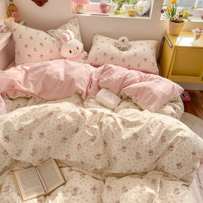 91家纺网 家纺一手货源 找家纺 佳鸿家纺 2026新款【提供买家秀】110克高克重云朵棉四件套学生宿舍三件套床单款床笠款 奶杏宠语