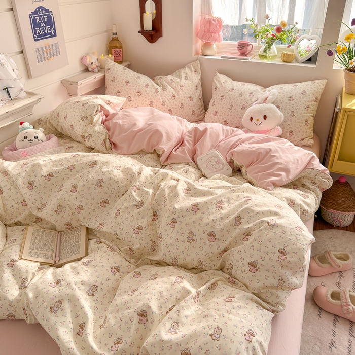 91家纺网 家纺一手货源 找家纺 佳鸿家纺 2026新款【提供买家秀】110克高克重云朵棉四件套学生宿舍三件套床单款床笠款 奶杏宠语