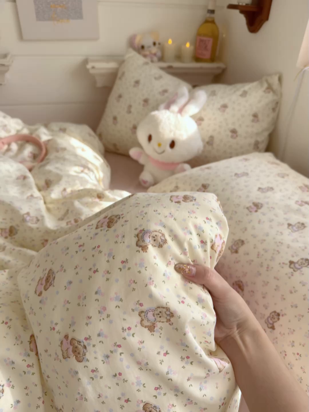 91家纺网 家纺一手货源 找家纺 佳鸿家纺 2026新款【提供买家秀】110克高克重云朵棉四件套学生宿舍三件套床单款床笠款 奶杏宠语