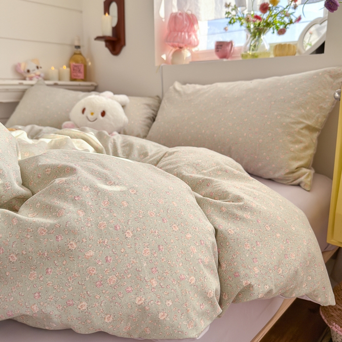 91家纺网 家纺一手货源 找家纺 佳鸿家纺 2026新款【提供买家秀】110克高克重云朵棉四件套学生宿舍三件套床单款床笠款 雾里春芽