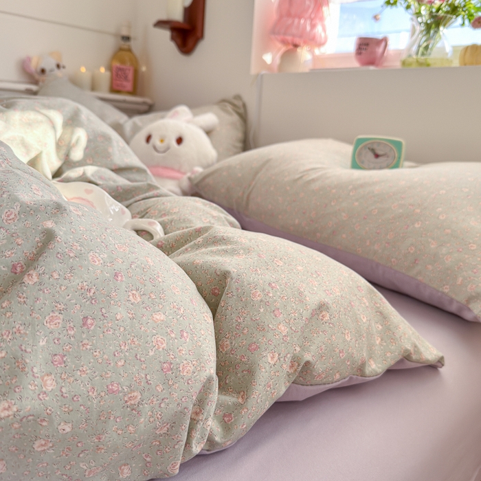 91家纺网 家纺一手货源 找家纺 佳鸿家纺 2026新款【提供买家秀】110克高克重云朵棉四件套学生宿舍三件套床单款床笠款 雾里春芽