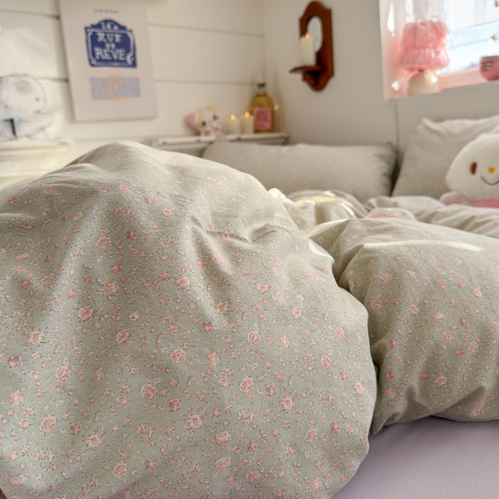 91家纺网 家纺一手货源 找家纺 佳鸿家纺 2026新款【提供买家秀】110克高克重云朵棉四件套学生宿舍三件套床单款床笠款 雾里春芽