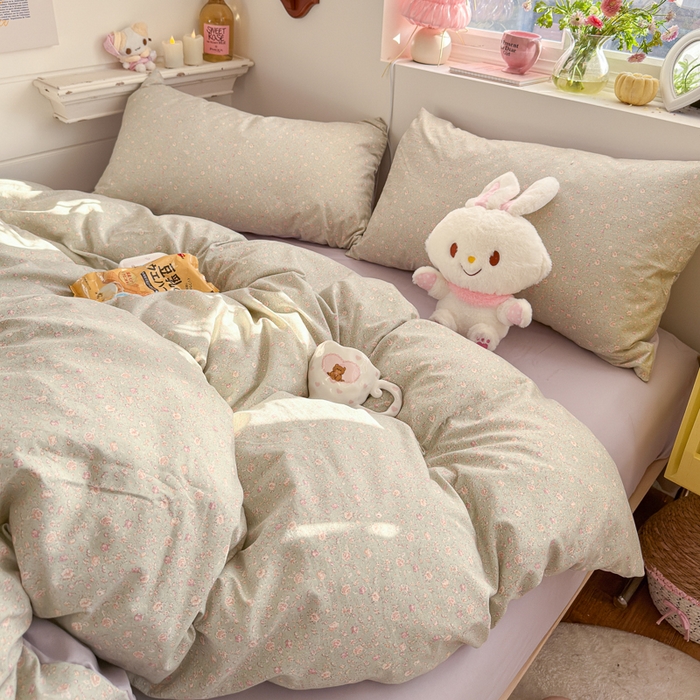 91家纺网 家纺一手货源 找家纺 佳鸿家纺 2026新款【提供买家秀】110克高克重云朵棉四件套学生宿舍三件套床单款床笠款 雾里春芽