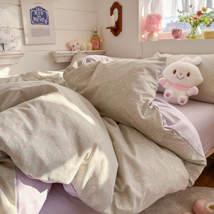 91家纺网 家纺一手货源 找家纺 佳鸿家纺 2026新款【提供买家秀】110克高克重云朵棉四件套学生宿舍三件套床单款床笠款 雾里春芽