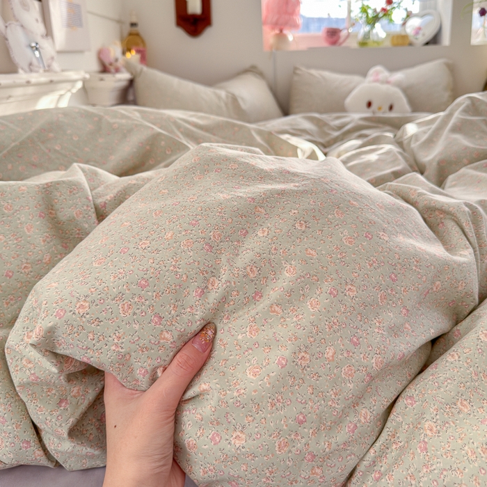 91家纺网 家纺一手货源 找家纺 佳鸿家纺 2026新款【提供买家秀】110克高克重云朵棉四件套学生宿舍三件套床单款床笠款 雾里春芽