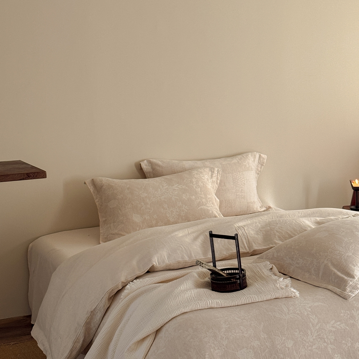 91家纺网 家纺一手货源 找家纺 （总）爱丽丝 2026新款色织提花棉麻四件套-如梦令织带款