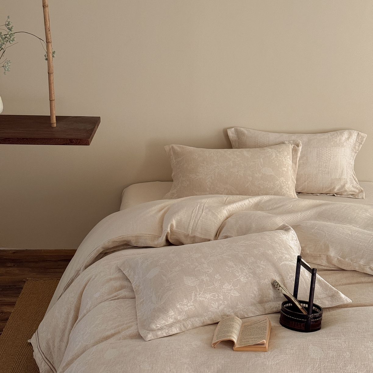 （总）爱丽丝 2026新款色织提花棉麻四件套-如梦令织带款