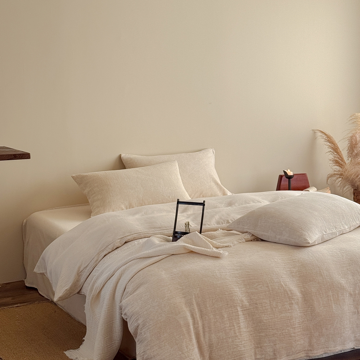 91家纺网 家纺一手货源 找家纺 （总）爱丽丝 2026新款色织提花棉麻四件套-如梦令基础款