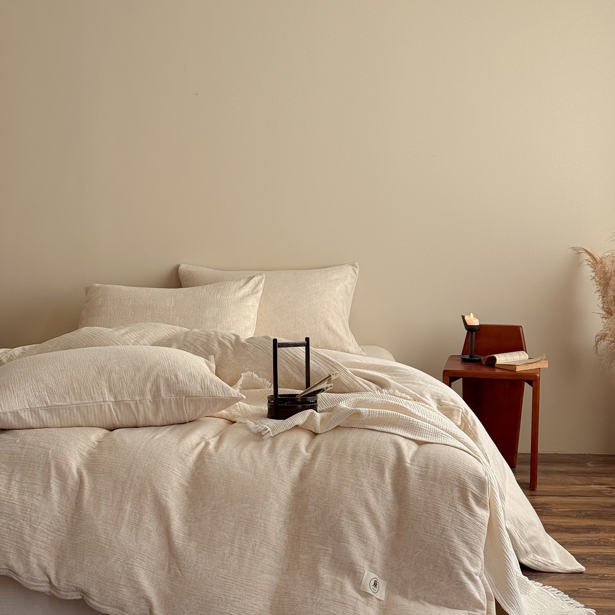 91家纺网 家纺一手货源 找家纺 （总）爱丽丝 2026新款色织提花棉麻四件套-如梦令基础款